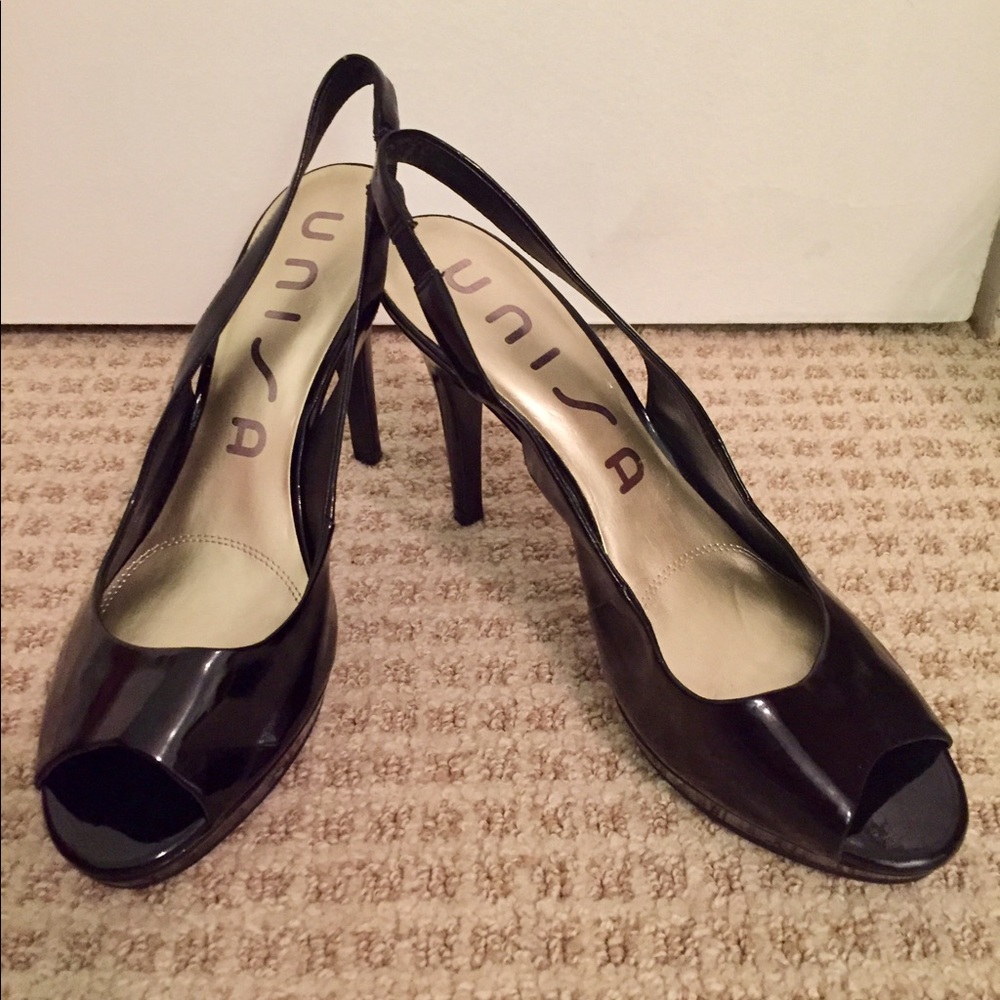 Black Unisa sling back peep toes