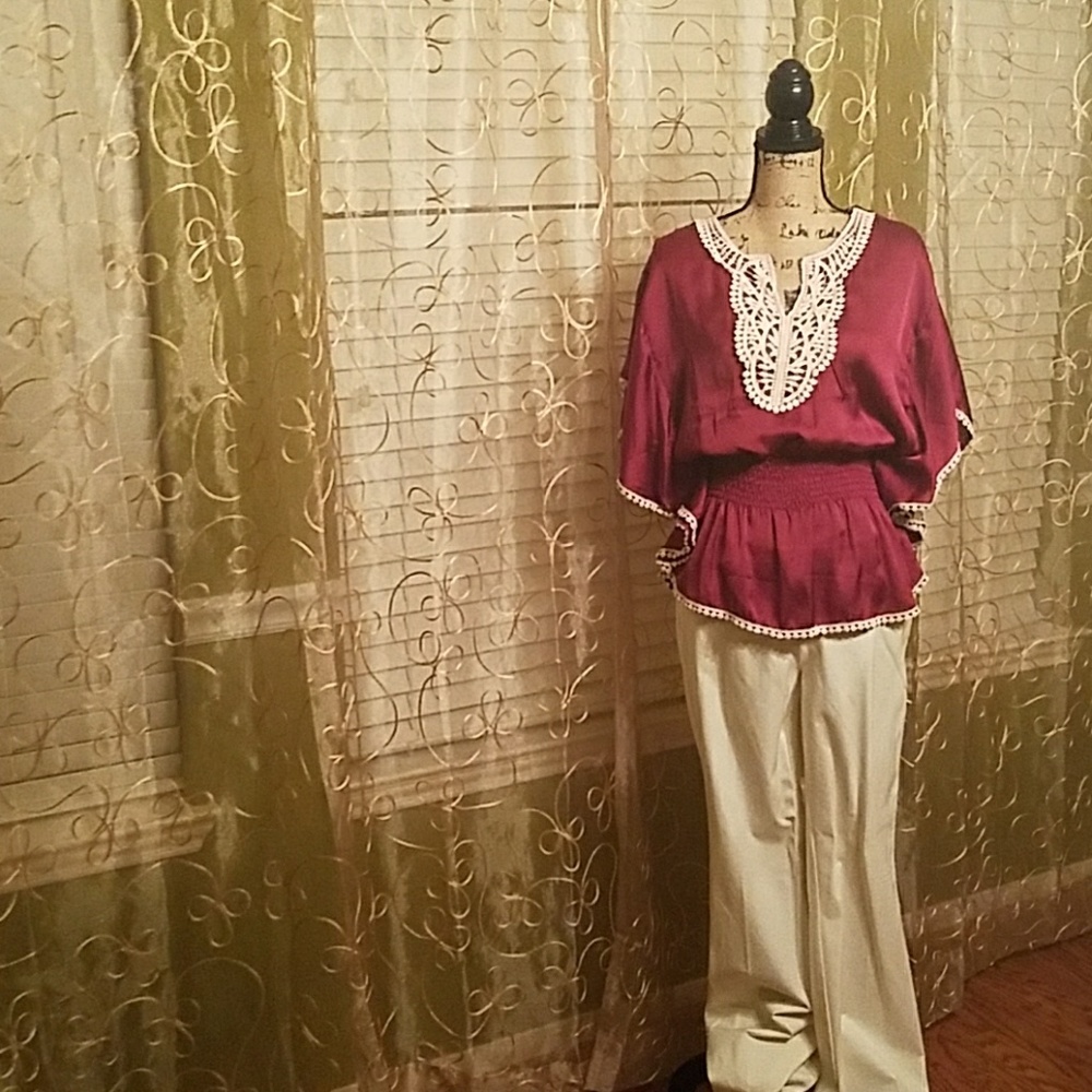 Boho Style Burgundy Blouse