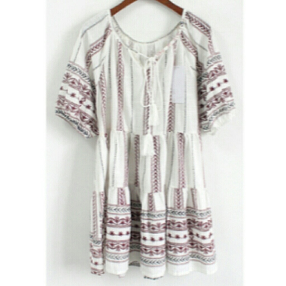 💮Lace Up Vintage Print Dress💮