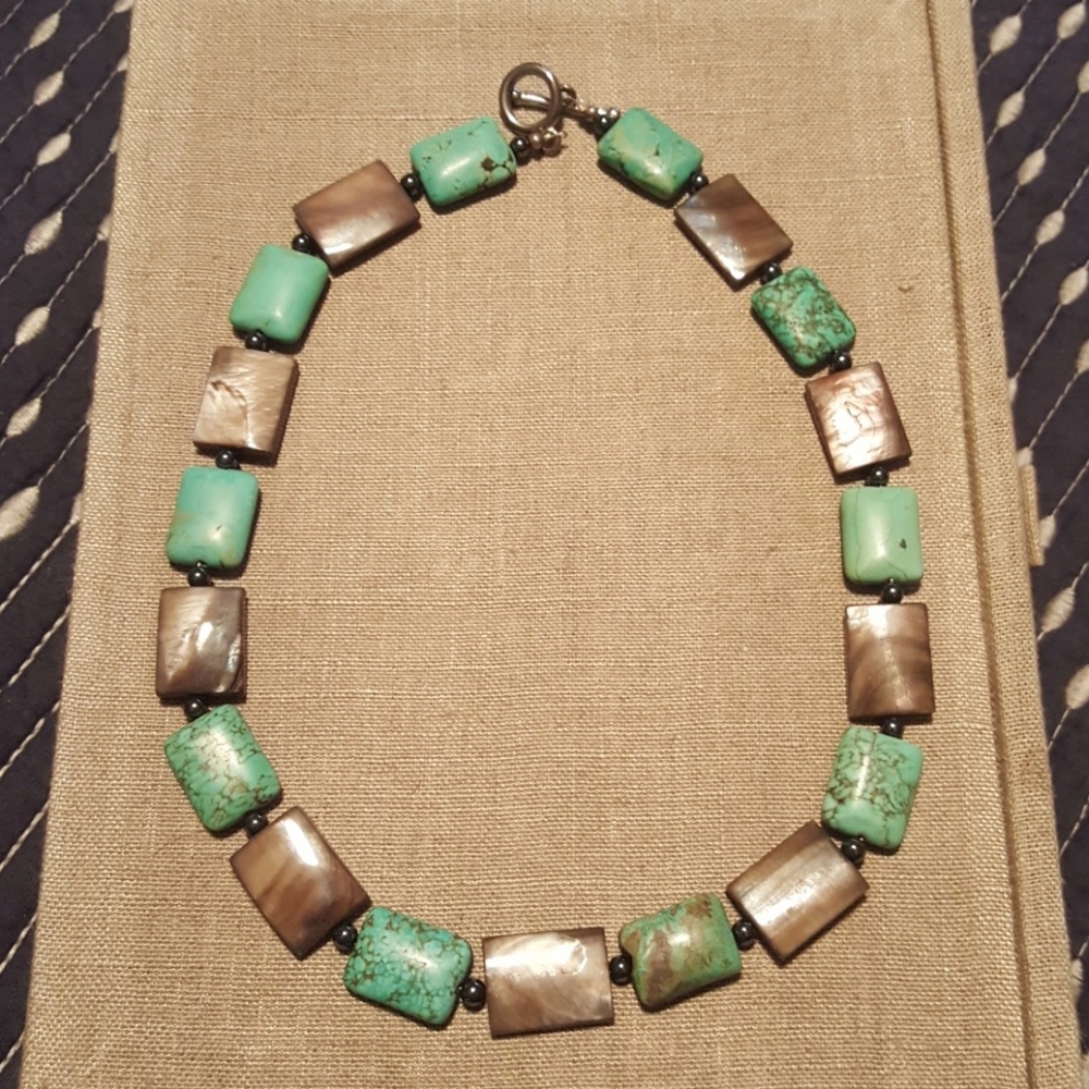 Turquoise and natural stone beaded necklace