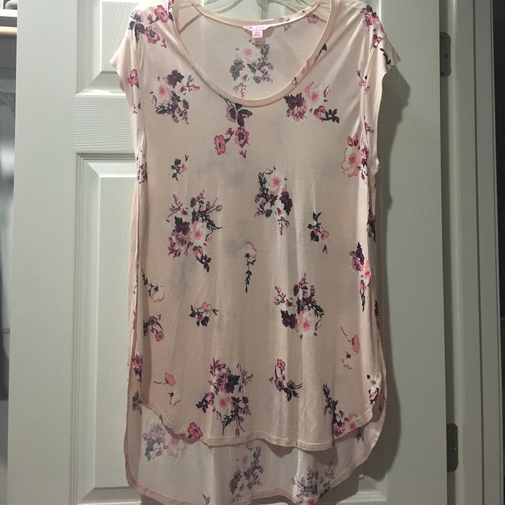Pink floral flutter top