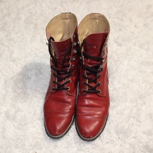 Vintage red leather boots