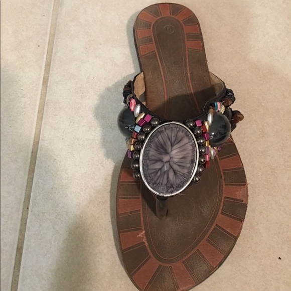 FEstiVal-boho chic beaded hippie thong sandals - Picture 2 of 2