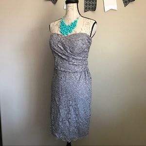 Gray Sweetheart Strapless Lace Dress