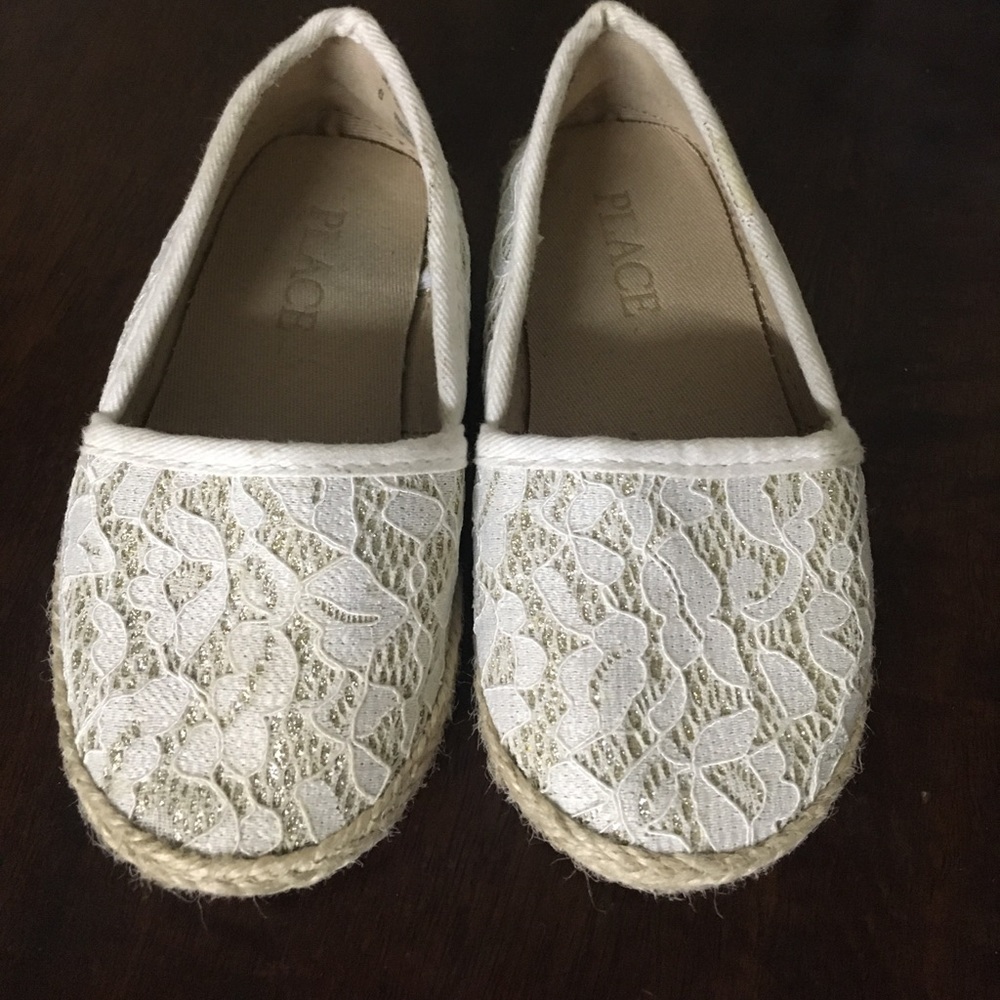Gold cream espadrilles slip ons