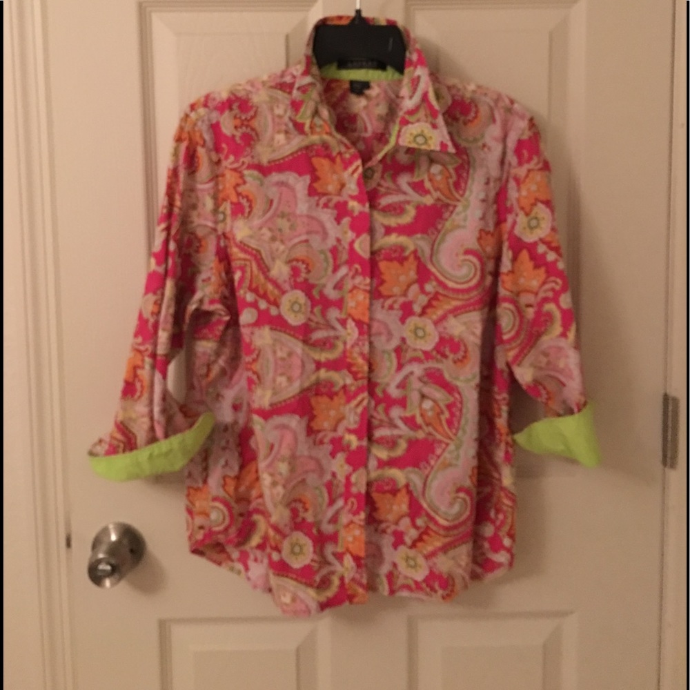 Lauren by Ralph Lauren Pink Paisley blouse shirt