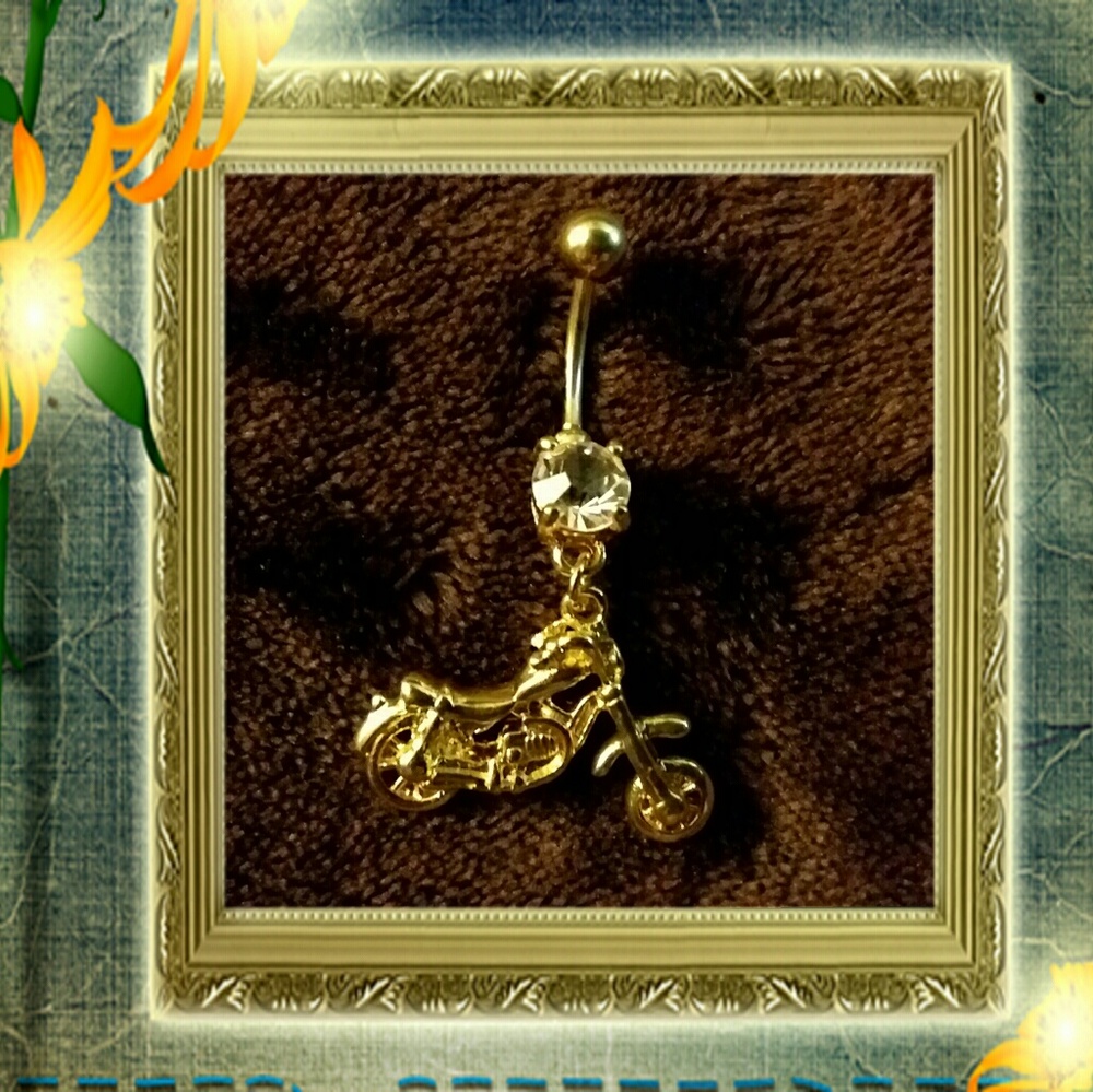 Gold plated motorcycle belly ring