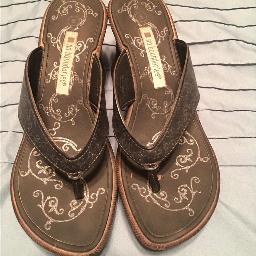 Black wedge sandals
