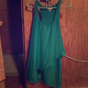 Green silkish shift dress