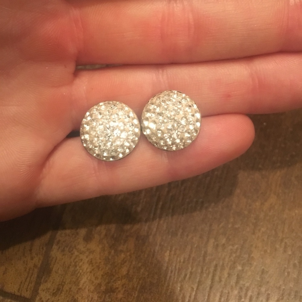 Sparkly silver stud earrings