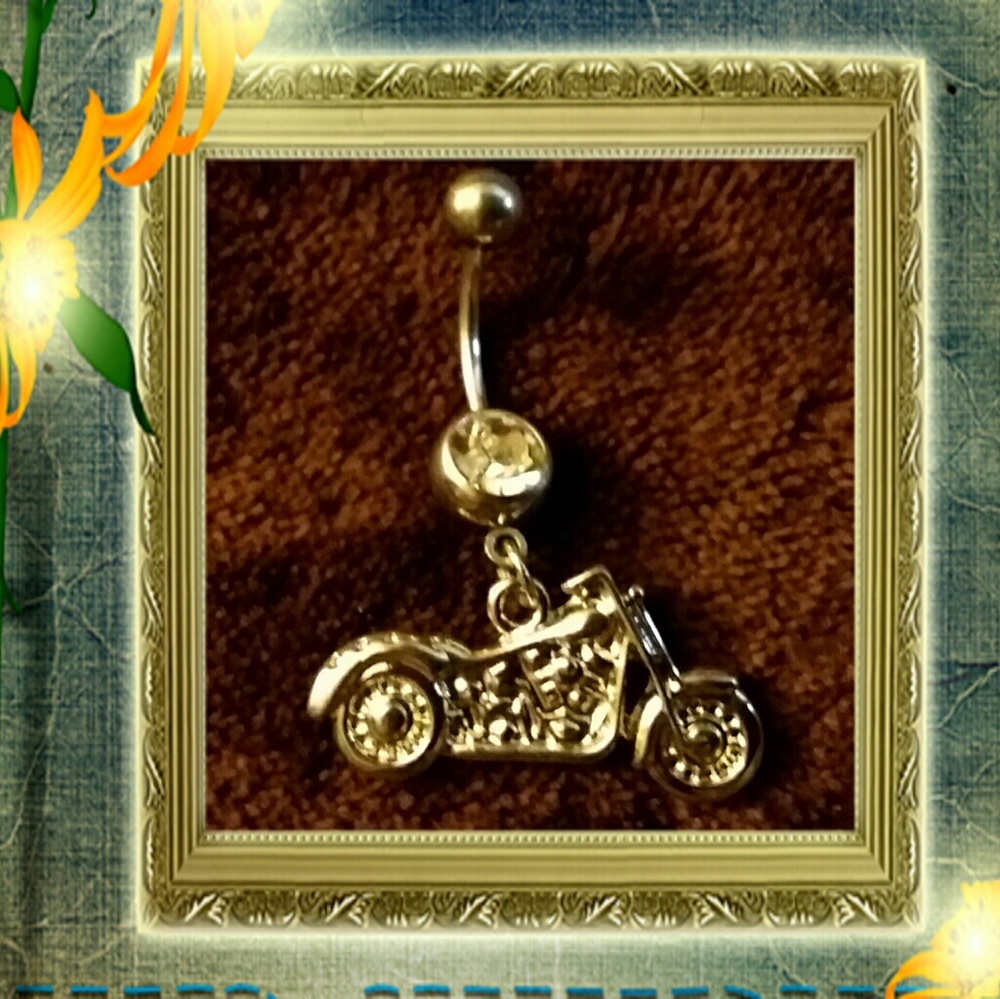 Silver plated motorcycle belly ring
