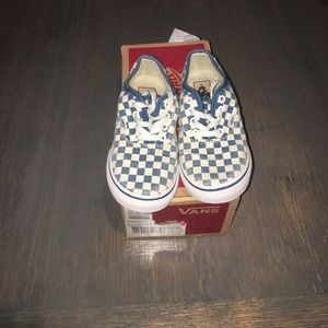Boys Vans Lace-Up Sneakers: Blue Checkerboard