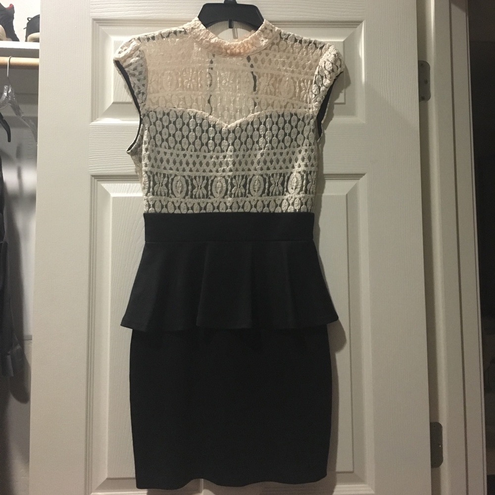 Lace peplum mini dress
