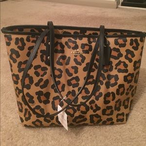 Coach ocelot tote shoulder bag
