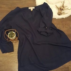 Michael Kors Navy Blouse w/Gold Hardware