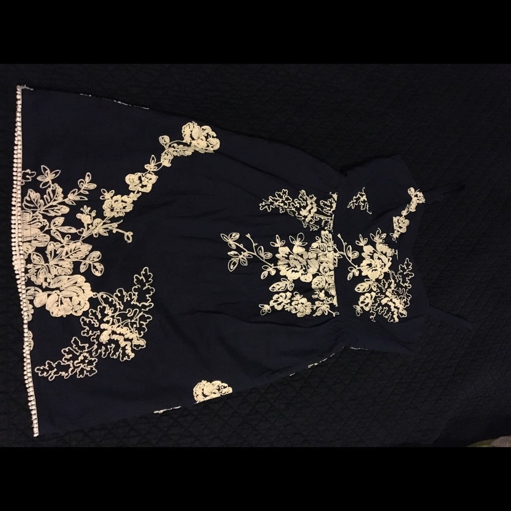 J crew embroidered navy dress