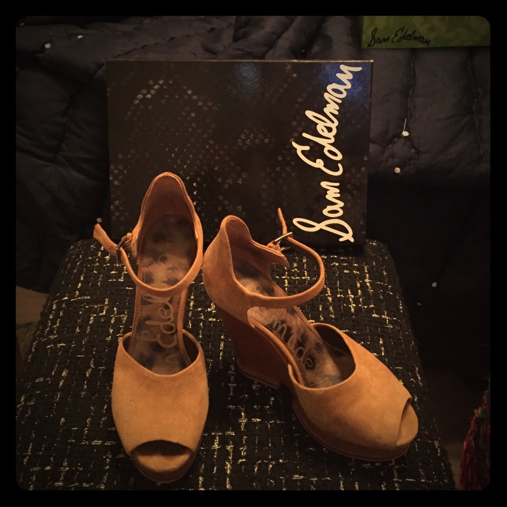 Sam Edelman Camel Suede Wedges