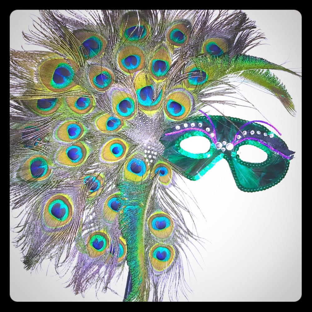 Mardi Gra mask with peacock feathers
