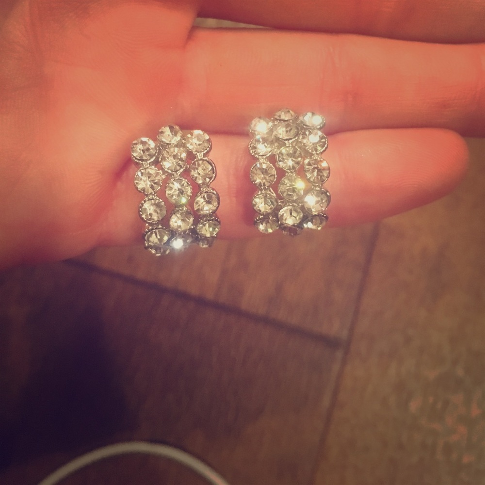 Sparkly silver and jewel stud earrings