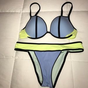 Victoria Secret blue/yellow color block bikini