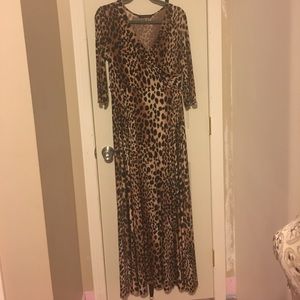 Leopard maxi wrap style dress