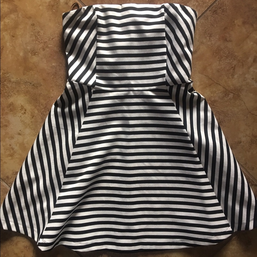 Black and white striped dress