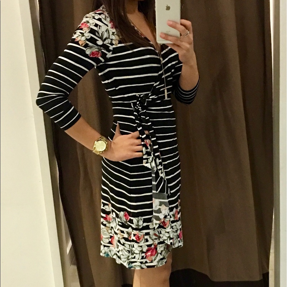 Black and white striped dress