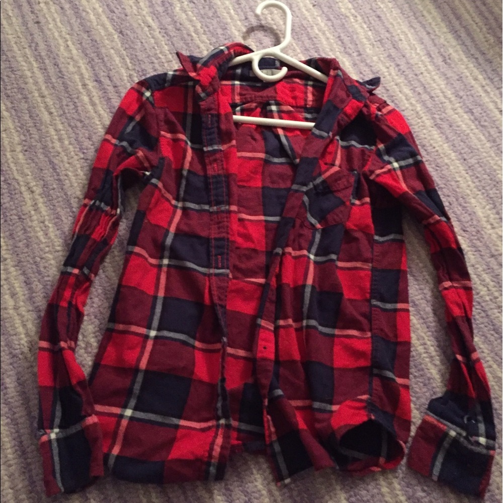 Red, blue and white flannel