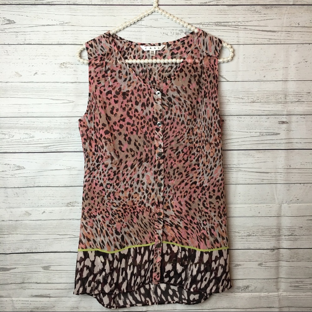 [CAbi] Sheer Beguile Button Down Animal Print XS