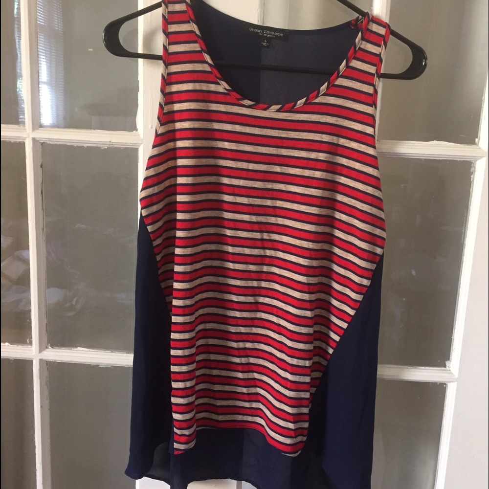 Green Envelope (Nordstrom) Striped and Sheer Tank