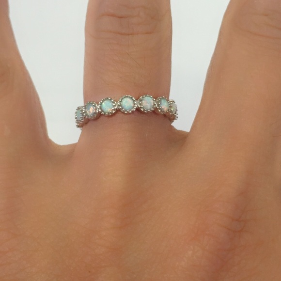 Sterling silver 925 opal band - Picture 2 of 8