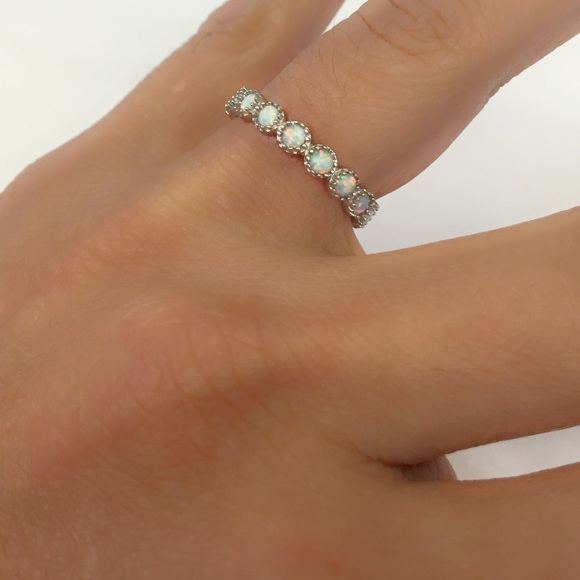 Sterling silver 925 opal band - Picture 3 of 8