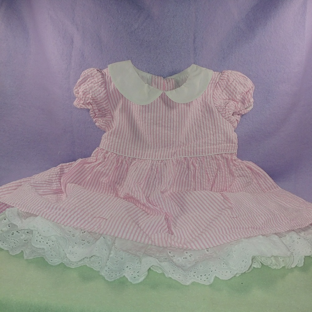 Pink Seersucker Dress Lace Petticoat