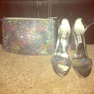 Steve Madden Heels and Glitter Clutch to match !
