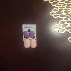 Purple and Blush Gold Dangle Earrings