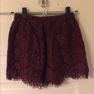 Madewell maroon lace shorts