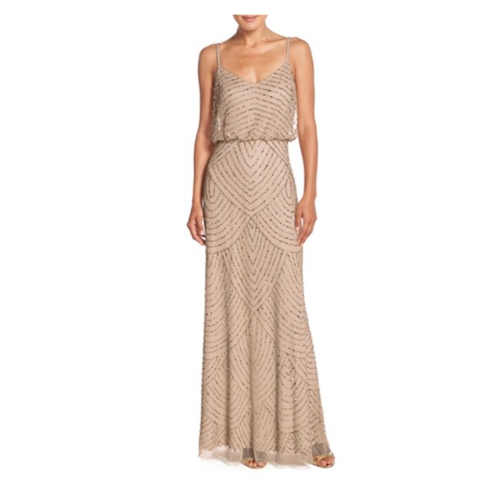 Adrianna Papell Embellish Blouson Gown, taupe/pink