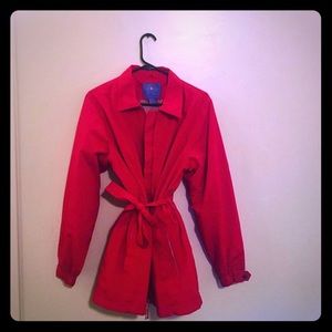Bright red raincoat
