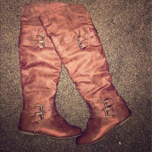 Knee high copper boots