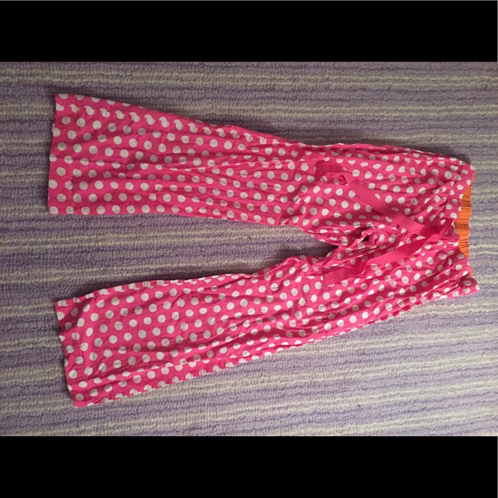 Pink polka dot pajama pants