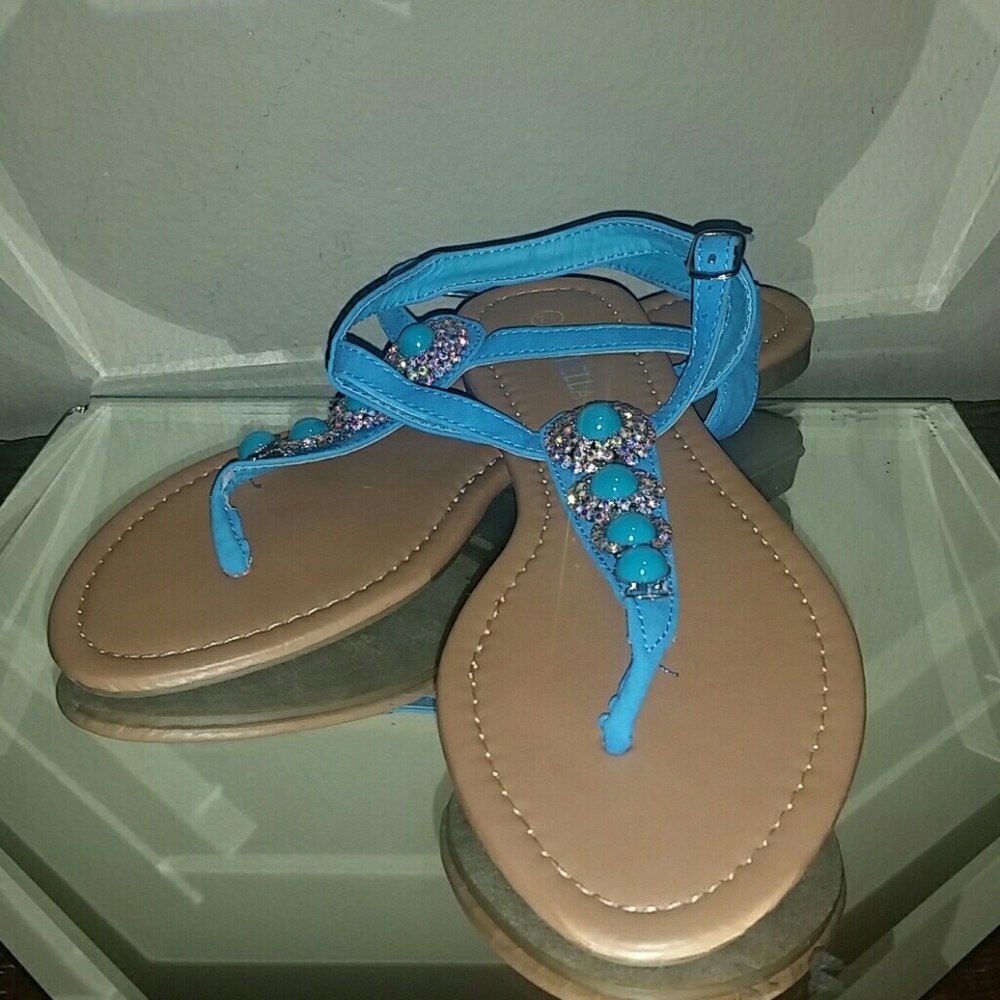Rck Bella Embellished Flat Sandals NWT