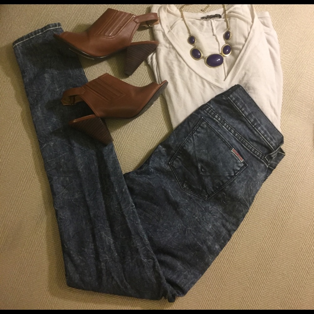 Hudson Acid-Crinkle, High-Waisted Skinny Jeans