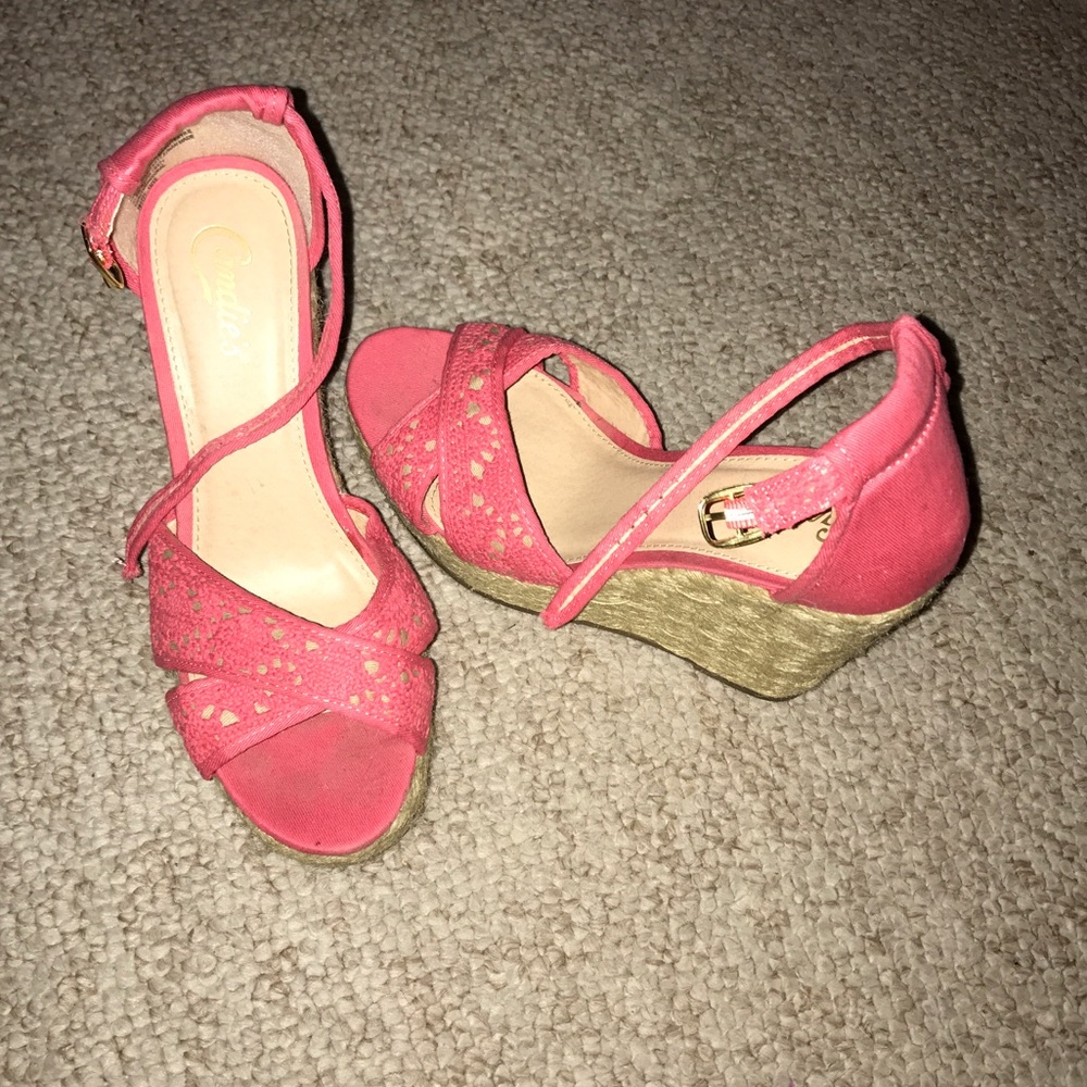 Coral, Salmon colored wedges!