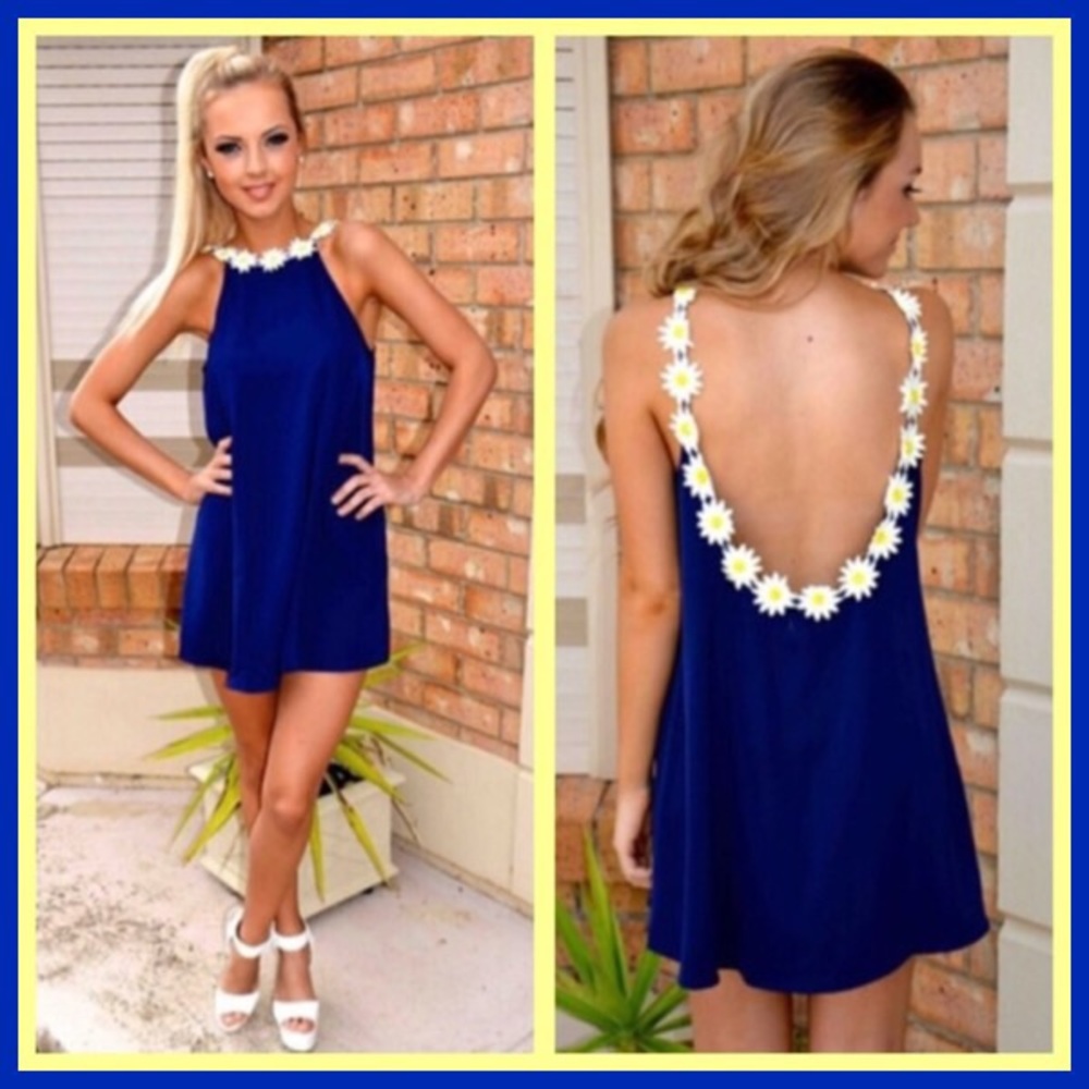 True Blue Flower Power cover up or mini dress