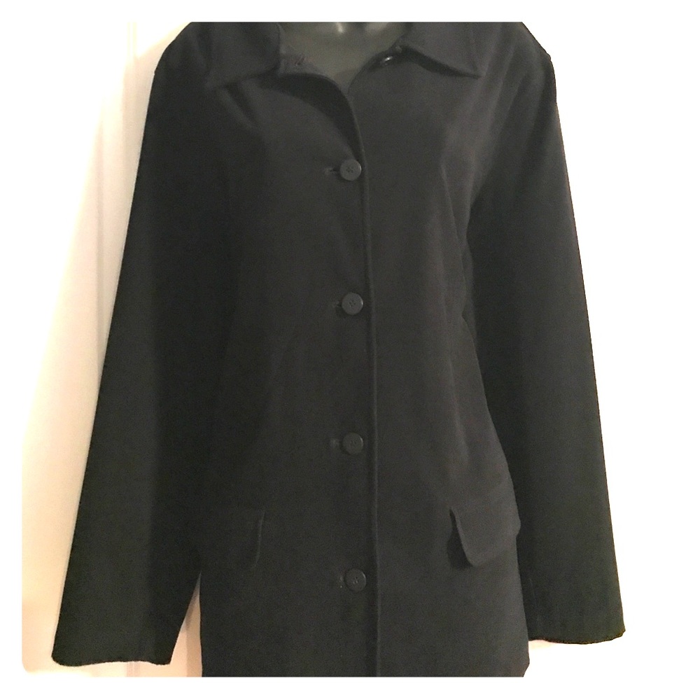 Black Faux-Suede ButtonDown Jacket by Amanda Smith