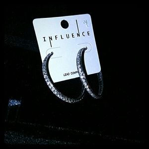 Silver Rhinestone Hoops