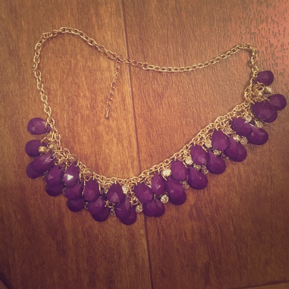Purple and gold statement necklace