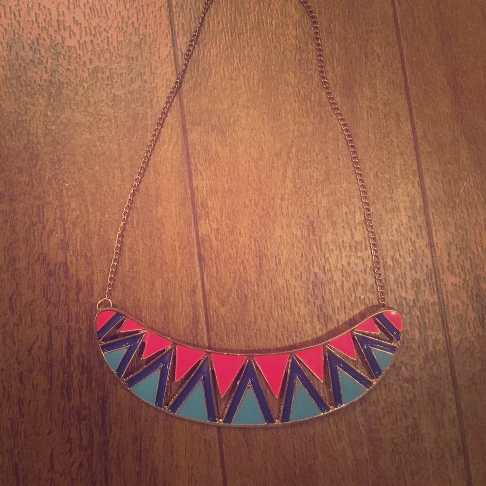 Pink and blue statement necklace