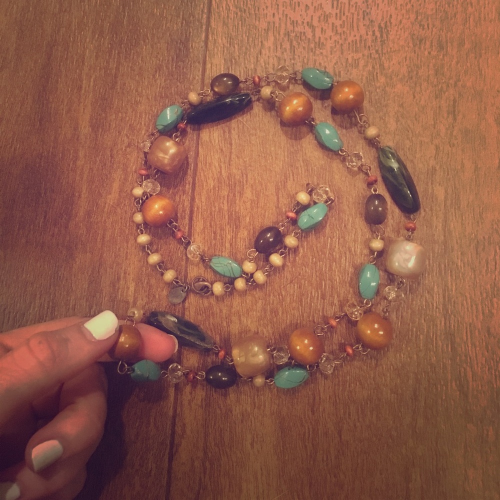18" statement necklace. Turquoise. Natural colors