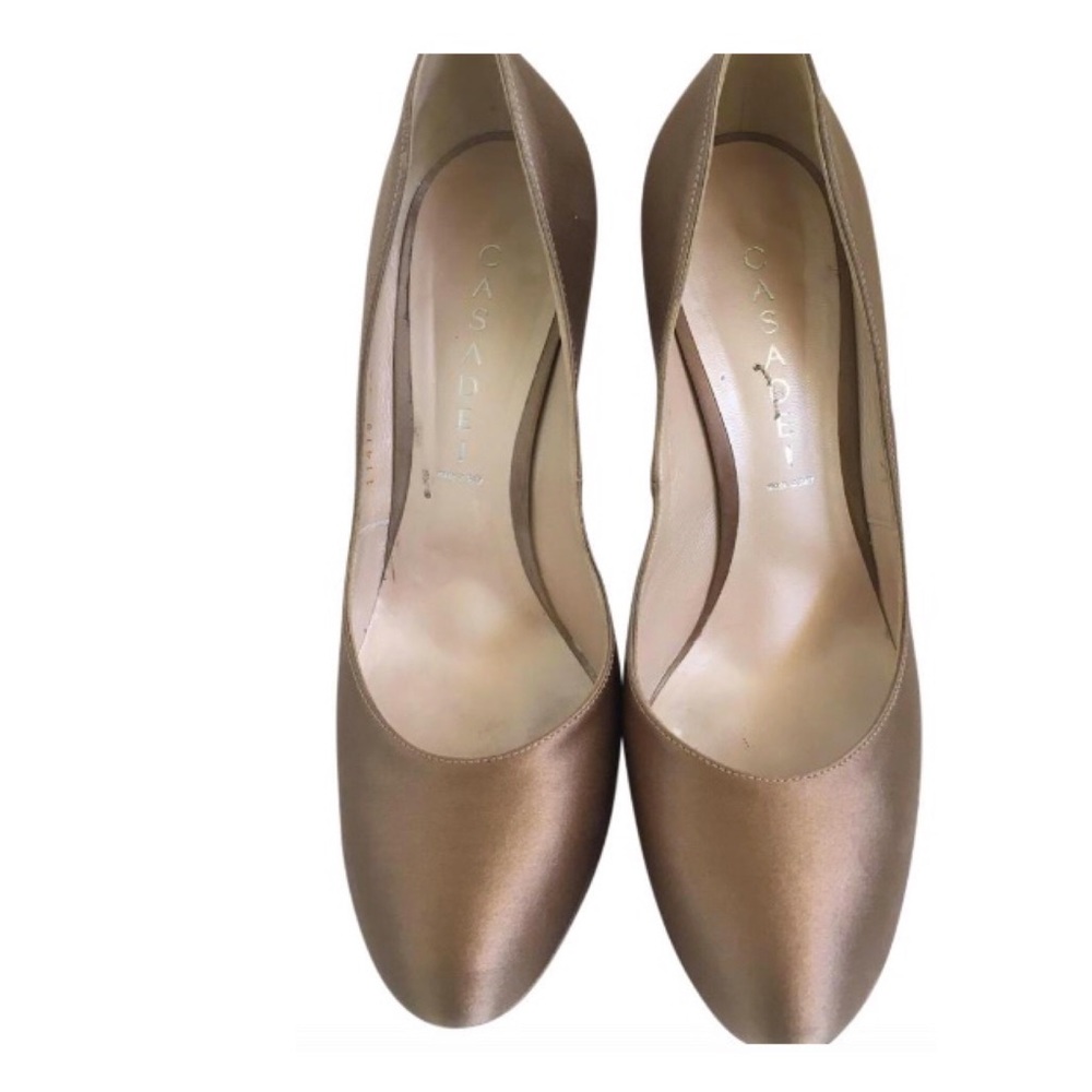 Casadei Satin Bronze Heels